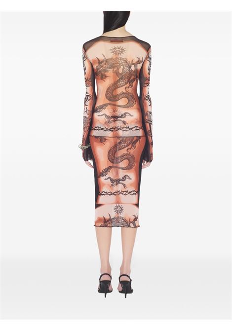 crew neck top woman nude brown and black JEAN PAUL GAULTIER | 26/01-W-TO456-M026P636000